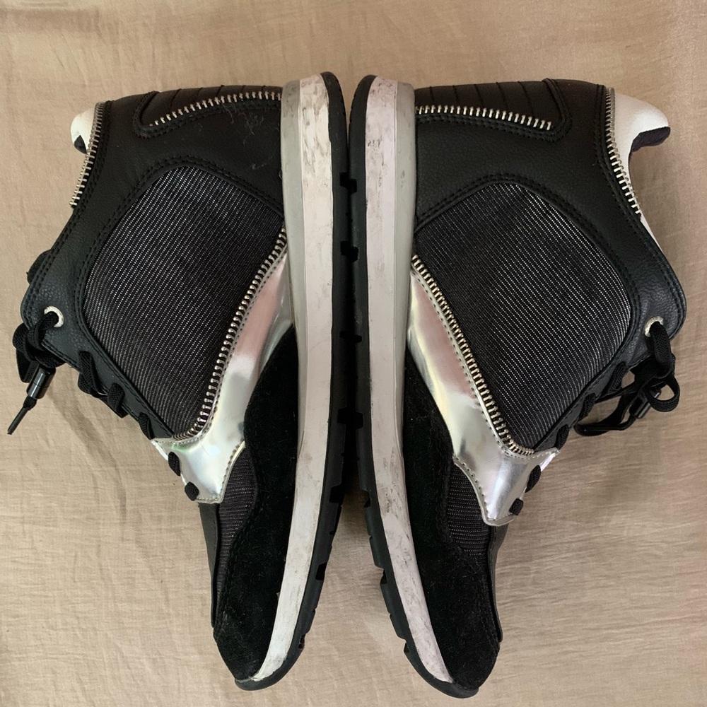 Guess Black High Top Sneakers with Silver Details 8M